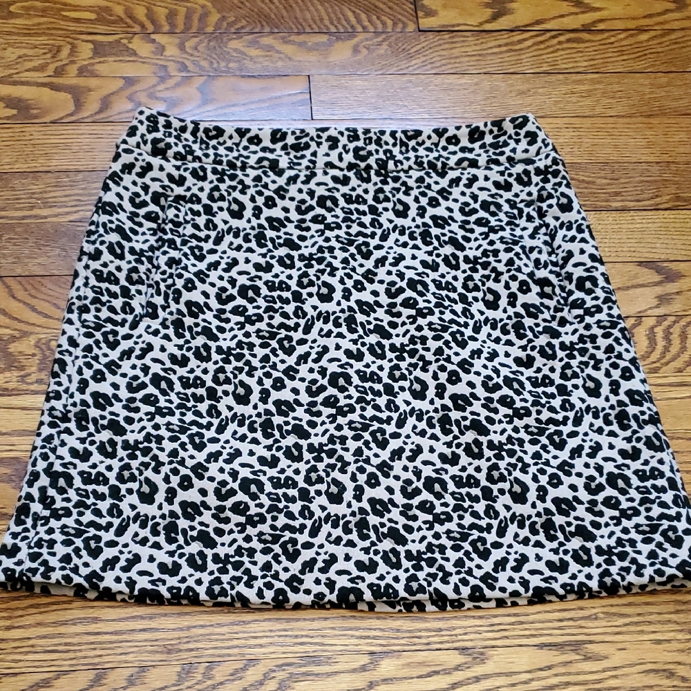 LOFT Animal Print Skirt - Black and Tan